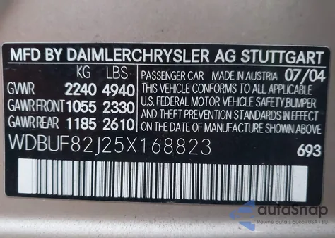 2005 Mercedes-Benz E 320 4Matic z USA, uszkodzony, nr VIN WDBUF82J25X168823